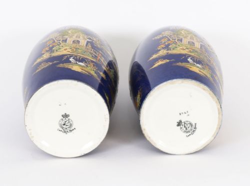 ANTIQUE PAIR CARLTON WARE COBALT BLUE PORCELAIN VASES CIRCA 1920 - ADDITIONAL PHOTO 13