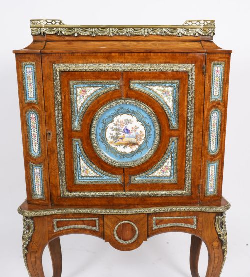 ANTIQUE FRENCH ORMOLU PIER CABINET SEVRES PLAQUES 19TH CENTURY - ADDITIONAL PHOTO 2