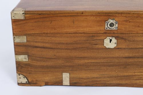 ANTIQUE PETIT MILITARY CAMPAIGN CAMPHORWOOD TRUNK COFFER EARLY19TH C - ADDITIONAL PHOTO 7