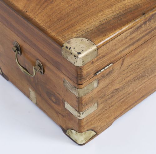 ANTIQUE PETIT MILITARY CAMPAIGN CAMPHORWOOD TRUNK COFFER EARLY19TH C - ADDITIONAL PHOTO 8