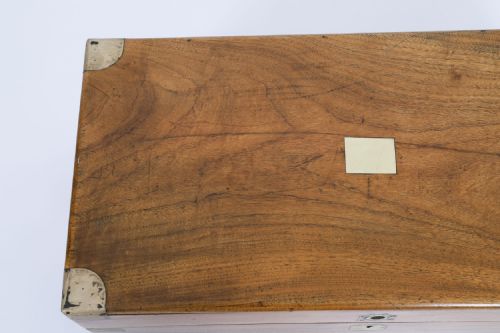 ANTIQUE PETIT MILITARY CAMPAIGN CAMPHORWOOD TRUNK COFFER EARLY19TH C - ADDITIONAL PHOTO 11