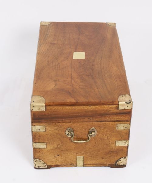 ANTIQUE PETIT MILITARY CAMPAIGN CAMPHORWOOD TRUNK COFFER EARLY19TH C - ADDITIONAL PHOTO 13