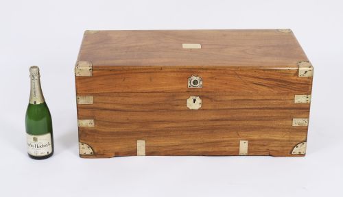 ANTIQUE PETIT MILITARY CAMPAIGN CAMPHORWOOD TRUNK COFFER EARLY19TH C - ADDITIONAL PHOTO 16