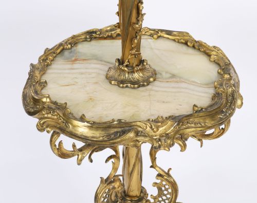 fig 5. Antique Rococo Revival Ormolu & Onyx Telescopic Standard Lamp circa 1900