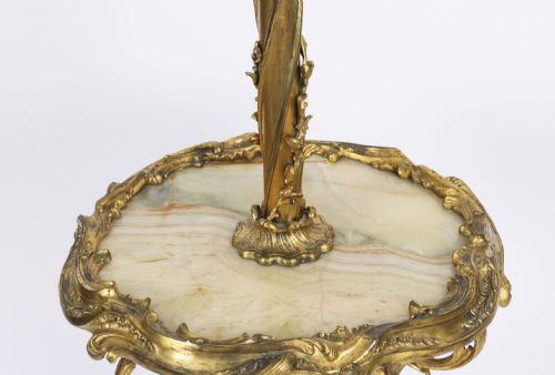 fig 7. Antique Rococo Revival Ormolu & Onyx Telescopic Standard Lamp circa 1900