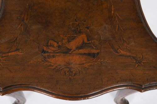 ANTIQUE SWISS WALNUT MARQUETRY INLAID MUSICAL CHAIR 19TH C - ADDITIONAL PHOTO 4