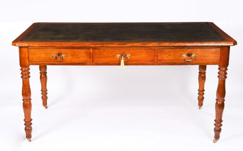 fig 1. Antique Victorian 6 Drawer Oak Partners Writing Table C1850 19th C