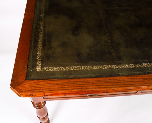fig 2. Antique Victorian 6 Drawer Oak Partners Writing Table C1850 19th C