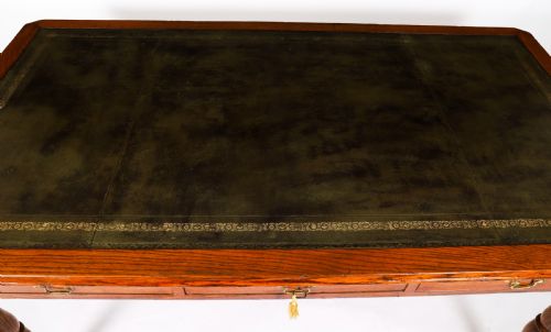 fig 3. Antique Victorian 6 Drawer Oak Partners Writing Table C1850 19th C