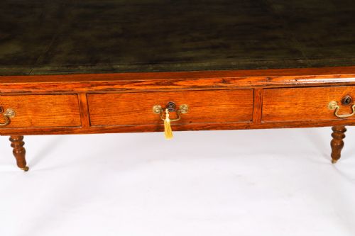 fig 5. Antique Victorian 6 Drawer Oak Partners Writing Table C1850 19th C