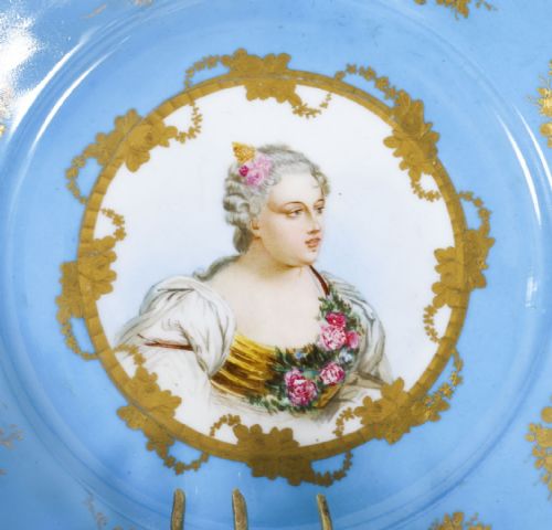 ANTIQUE PAIR ORMOLU SEVRES PORCELAIN PORTRAITS WALL LIGHTS SCONCES 19TH C - ADDITIONAL PHOTO 2
