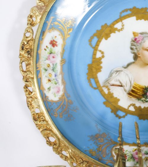 ANTIQUE PAIR ORMOLU SEVRES PORCELAIN PORTRAITS WALL LIGHTS SCONCES 19TH C - ADDITIONAL PHOTO 7
