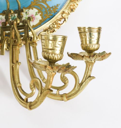 ANTIQUE PAIR ORMOLU SEVRES PORCELAIN PORTRAITS WALL LIGHTS SCONCES 19TH C - ADDITIONAL PHOTO 14