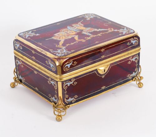 Antique French Crystal De Sevres Ruby Crystal Jewellery Casket 19th C