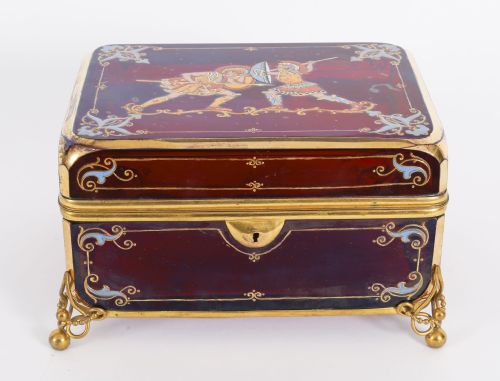 fig 2. Antique French Crystal de Sevres Ruby Crystal Jewellery Casket 19th C