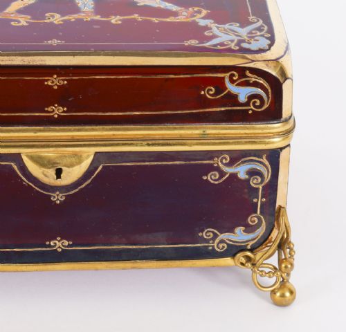 fig 6. Antique French Crystal de Sevres Ruby Crystal Jewellery Casket 19th C
