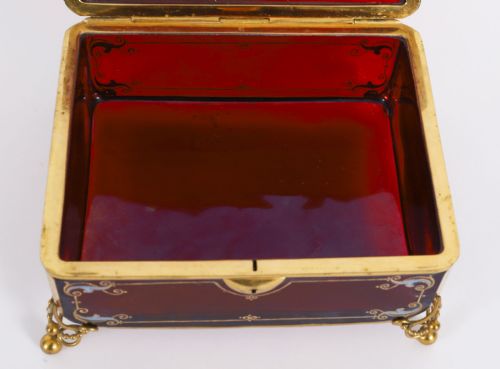 fig 7. Antique French Crystal de Sevres Ruby Crystal Jewellery Casket 19th C