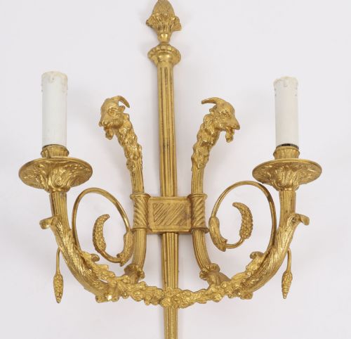 ANTIQUE PAIR FRENCH NEOCLASSICAL ORMOLU WALL LIGHTS APPLIQUES 19TH CENTURY - ADDITIONAL PHOTO 2