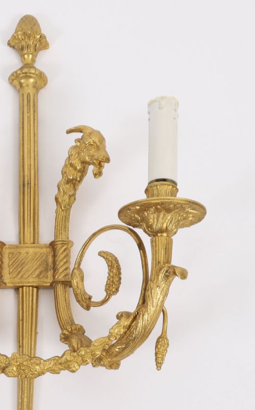 ANTIQUE PAIR FRENCH NEOCLASSICAL ORMOLU WALL LIGHTS APPLIQUES 19TH CENTURY - ADDITIONAL PHOTO 3