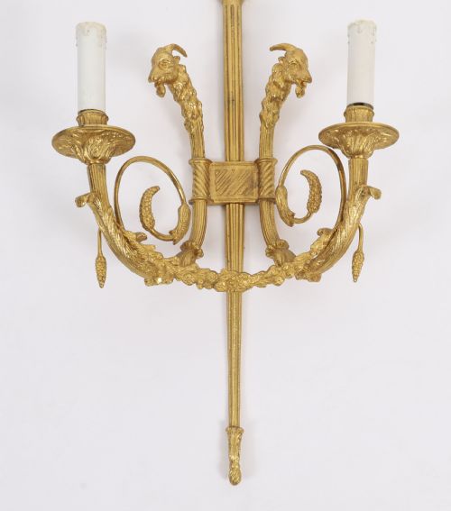 ANTIQUE PAIR FRENCH NEOCLASSICAL ORMOLU WALL LIGHTS APPLIQUES 19TH CENTURY - ADDITIONAL PHOTO 4