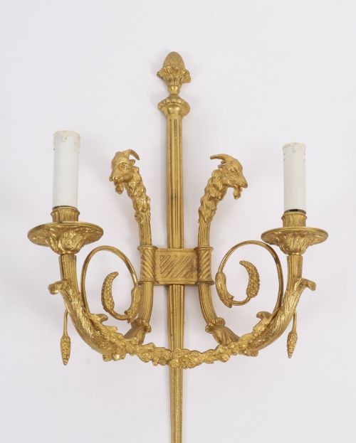 ANTIQUE PAIR FRENCH NEOCLASSICAL ORMOLU WALL LIGHTS APPLIQUES 19TH CENTURY - ADDITIONAL PHOTO 8