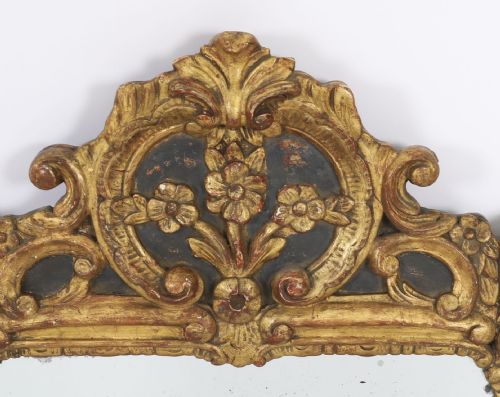 ANTIQUE FRENCH GILTWOOD OVERMANTEL ROCOCO MIRROR 18TH CENTURY 92X64CM - ADDITIONAL PHOTO 1
