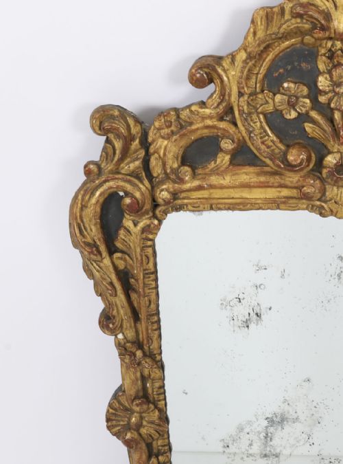 ANTIQUE FRENCH GILTWOOD OVERMANTEL ROCOCO MIRROR 18TH CENTURY 92X64CM - ADDITIONAL PHOTO 2