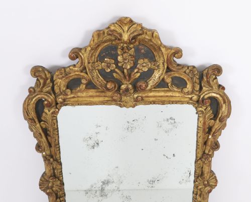 ANTIQUE FRENCH GILTWOOD OVERMANTEL ROCOCO MIRROR 18TH CENTURY 92X64CM - ADDITIONAL PHOTO 3