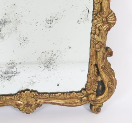 ANTIQUE FRENCH GILTWOOD OVERMANTEL ROCOCO MIRROR 18TH CENTURY 92X64CM - ADDITIONAL PHOTO 4