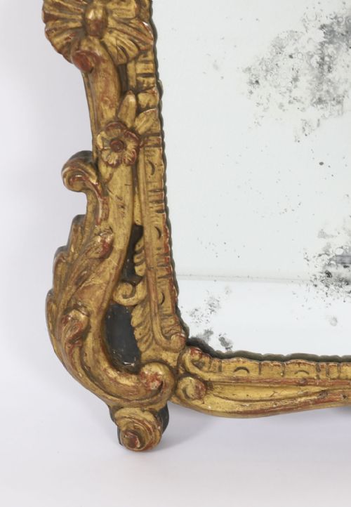 ANTIQUE FRENCH GILTWOOD OVERMANTEL ROCOCO MIRROR 18TH CENTURY 92X64CM - ADDITIONAL PHOTO 5