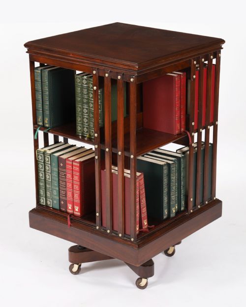 ANTIQUE ENGLISH MAHOGANY REVOLVING BOOKCASE BY MAPLE CO CIRCA 1890