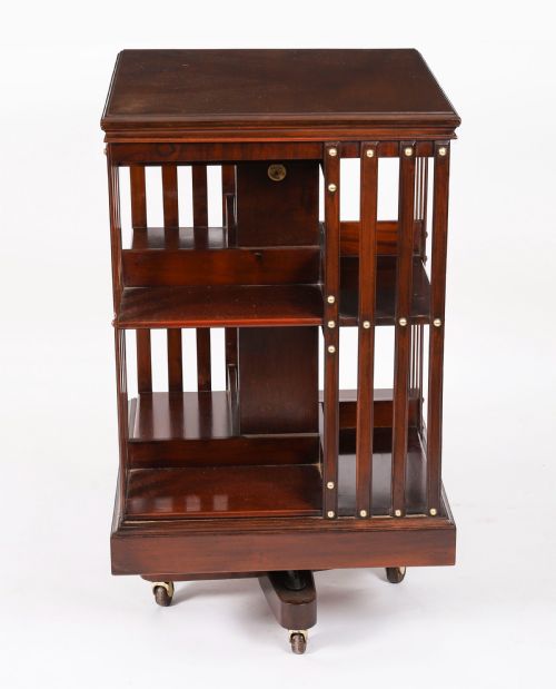 ANTIQUE ENGLISH MAHOGANY REVOLVING BOOKCASE BY MAPLE CO CIRCA 1890 - ADDITIONAL PHOTO 3