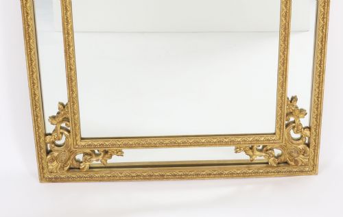 ANTIQUE GILTWOOD LOUIS REVIVAL OVERMANTEL CUSHION MIRROR C1920 140 X 83CM - ADDITIONAL PHOTO 3
