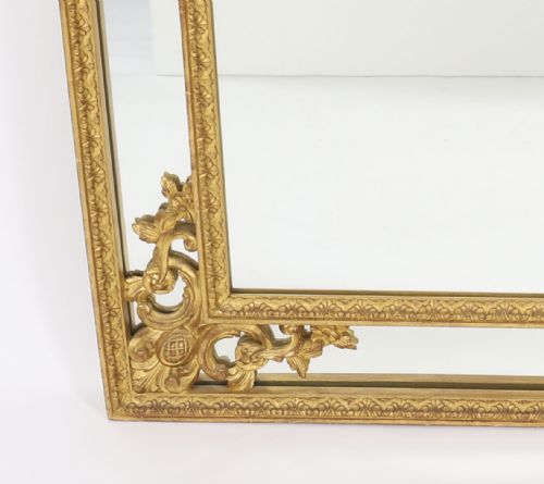 ANTIQUE GILTWOOD LOUIS REVIVAL OVERMANTEL CUSHION MIRROR C1920 140 X 83CM - ADDITIONAL PHOTO 6