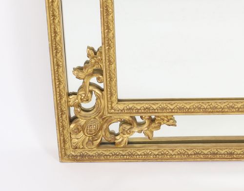 ANTIQUE GILTWOOD LOUIS REVIVAL OVERMANTEL CUSHION MIRROR C1920 140 X 83CM - ADDITIONAL PHOTO 7