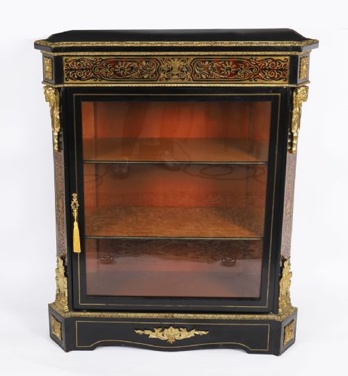 ANTIQUE FRENCH NAPOLEON III EBONIZED BOULLE PIER CABINET C1860 19TH C - ADDITIONAL PHOTO 3