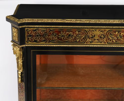ANTIQUE FRENCH NAPOLEON III EBONIZED BOULLE PIER CABINET C1860 19TH C - ADDITIONAL PHOTO 5