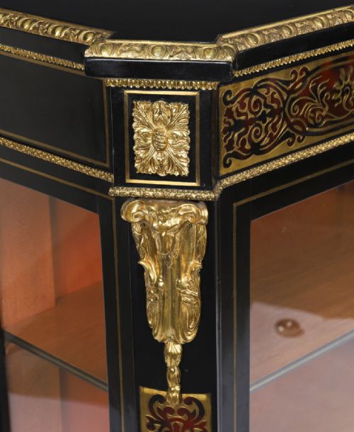 ANTIQUE FRENCH NAPOLEON III EBONIZED BOULLE PIER CABINET C1860 19TH C - ADDITIONAL PHOTO 6