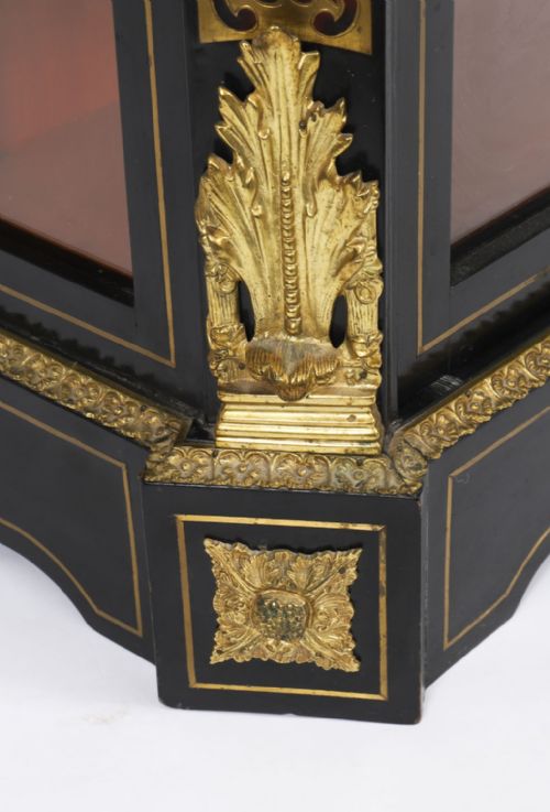 ANTIQUE FRENCH NAPOLEON III EBONIZED BOULLE PIER CABINET C1860 19TH C - ADDITIONAL PHOTO 9