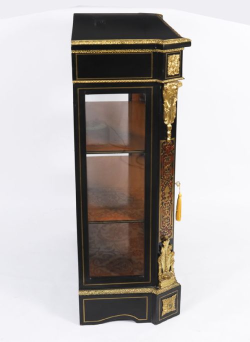 ANTIQUE FRENCH NAPOLEON III EBONIZED BOULLE PIER CABINET C1860 19TH C - ADDITIONAL PHOTO 14