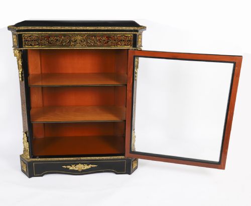 ANTIQUE FRENCH NAPOLEON III EBONIZED BOULLE PIER CABINET C1860 19TH C - ADDITIONAL PHOTO 15