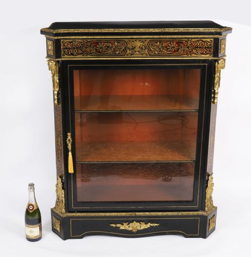 ANTIQUE FRENCH NAPOLEON III EBONIZED BOULLE PIER CABINET C1860 19TH C - ADDITIONAL PHOTO 16