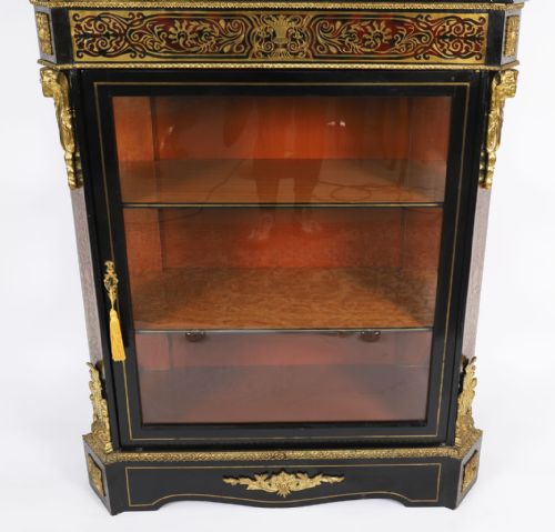 ANTIQUE FRENCH NAPOLEON III EBONIZED BOULLE PIER CABINET C1860 19TH C - ADDITIONAL PHOTO 18