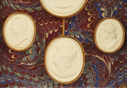 ANTIQUE SET SCHOLAR'S BOOK FORM PLASTER GRAND TOUR INTAGLIOS EMPERORS19TH C - ADDITIONAL PHOTO 16