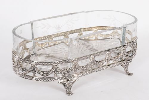 fig 1. Antique Pair French Silver Plated Louis Revival Cut Crystal Centrepieces c.1860