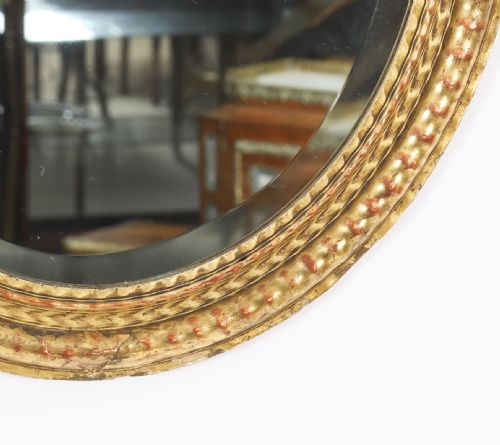 ANTIQUE PAIR FRENCH ROCOCO OVAL GILTWOOD MIRRORS 19TH CENTURY 58X49CM - ADDITIONAL PHOTO 8