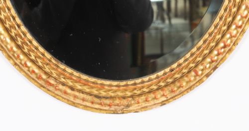 ANTIQUE PAIR FRENCH ROCOCO OVAL GILTWOOD MIRRORS 19TH CENTURY 58X49CM - ADDITIONAL PHOTO 9