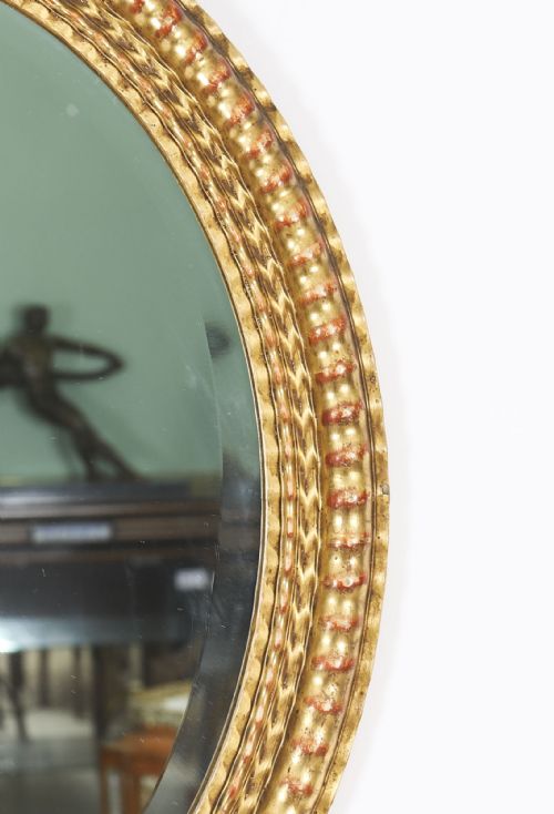 ANTIQUE PAIR FRENCH ROCOCO OVAL GILTWOOD MIRRORS 19TH CENTURY 58X49CM - ADDITIONAL PHOTO 10