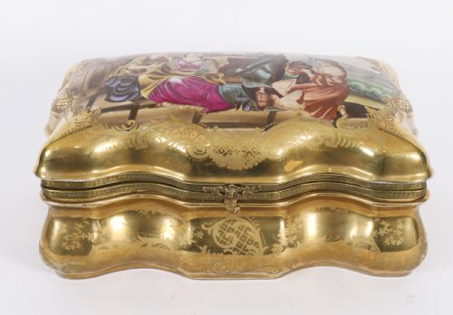 ANTIQUE LARGE FRENCH SEVRES GOLDEN PORCELAIN CASKET 19TH C - ADDITIONAL PHOTO 5