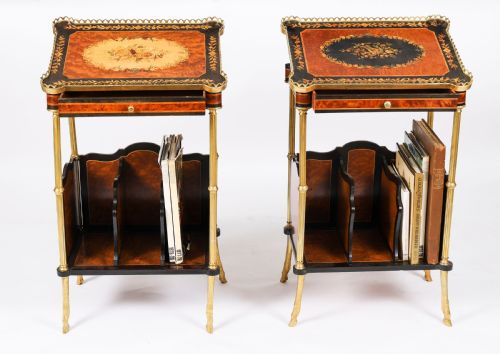 ANTIQUE PAIR FRENCH ORMOLU MOUNTED OCCASIONAL SIDE TABLES 19TH C - ADDITIONAL PHOTO 3